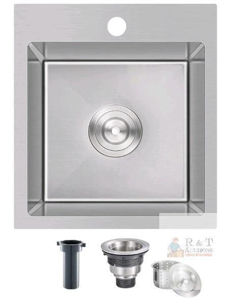 ROVATE CA-RVT1315U 13"x15" Drop-In Stainless Steel Kitchen Sink, 8" Bowl Depth, Single Bowl new
