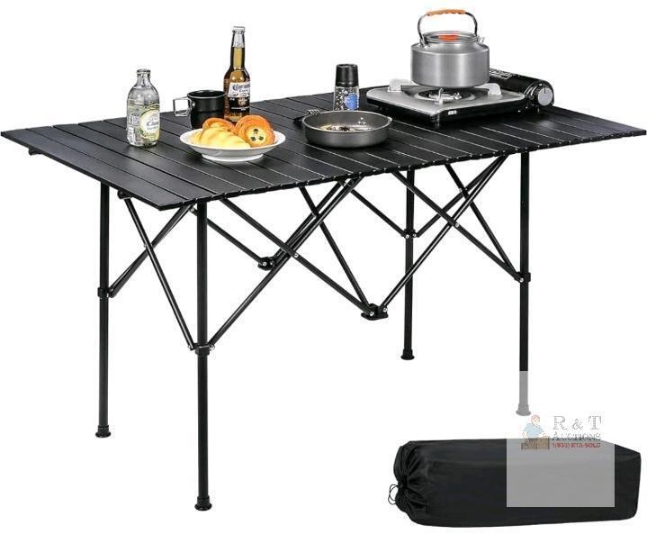 new DlandHome 47"x28" Folding Camping Table, Aluminum Portable Outdoor BBQ, Seats 5-7, Carry Bag