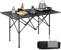 new DlandHome 47"x28" Folding Camping Table, Aluminum Portable Outdoor BBQ, Seats 5-7, Carry Bag