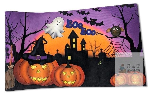 New 17" &times; 28.75" Super Vibrant Halloween Spooky Season Non-Slip Graphic Rug Mat Code Orange Happy Goth Decor