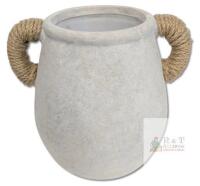 New Vanselia Ceramic Table Vase with Rope on Handles, 7.15" Tall