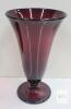 Set of 3 Ruby Red Footed Glass Tumblers, 7 Inches Tall, Flared Design, - 2