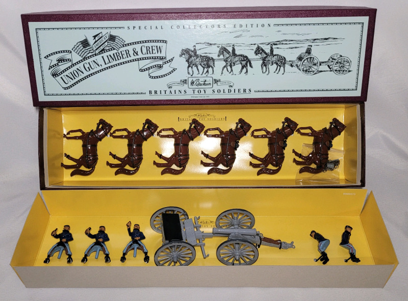 Britains ' Union Gun , Limber & Crew ' Toy Soldier Lead Miniatures in Box