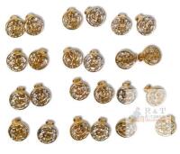 12 Pairs Vintage D'ORLAN Clip-On Goldtone Earrings, Number 4228, 0.75" Diameter