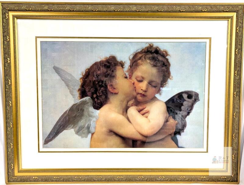 Cupid and Psyche as Children Framed Art Print, Bouguereau, Decorators Gallery, 28x36 in, Code# 4096