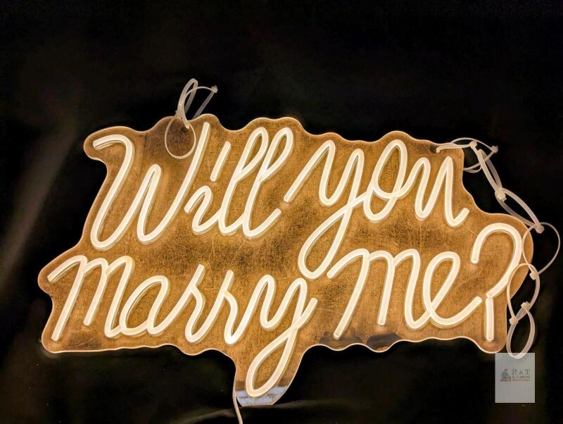 Will You Marry Me Neon Signs for Wall Decor Warm White LED Light Sign for Room Decor Light Up Sign for Birthday Party Wedding Decoration USB Powered (21.75" &times; 13.75" High)