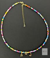 New Turandoss Bubble Initial "A ❤️ J" Love Bead Necklace 18" Long