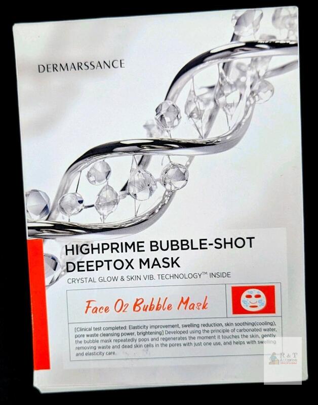 New 5-Pack Dermarssance Highprime Bubble-Shot Deeptox Mask - Face 0&sup2; Bubble Mask Korean Skincare 25ml Each, exp 2028