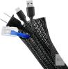 ELECFUN 8ft - 1/4 inch Cable Management Sleeve Cord Protector, Split Wire Loom for USB TV Computer, Braided Wire Cover Hider Organizer Tubing Protect Cat Dog from Chewing, Black