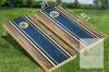Feshir Regulation 4'x2' Cornhole Set with 8 Bean Bags, Dual Carry Cases, Blue/Brown Boards new - 2