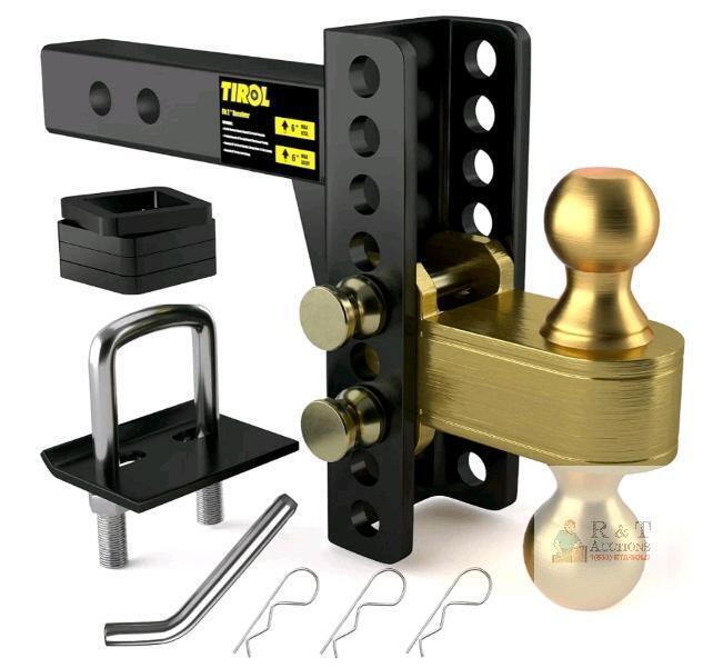 Tirol T28254N-6in Adjustable Trailer Hitch Ball Mount, 6" Drop/Rise, 6,000 lbs Capacity new