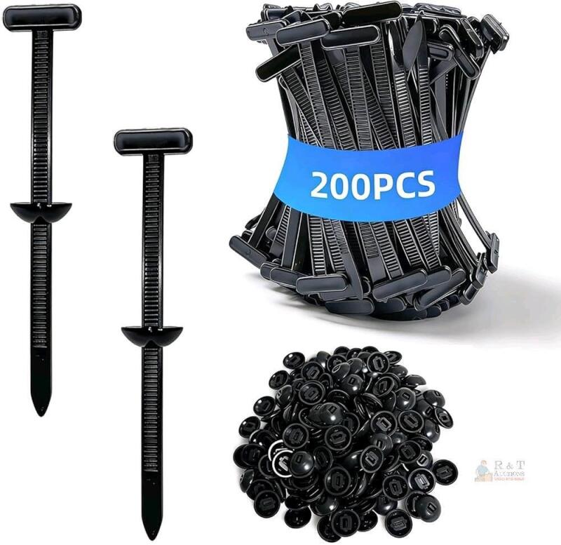New 200pcs Industrial Nylon Universal Cable Tie Buckle, Heavy Duty Self-Locking T Zip Ties, Weather Resistant, UV Protected, for Daily Repair, Automotive, Home and Bumper Fastener