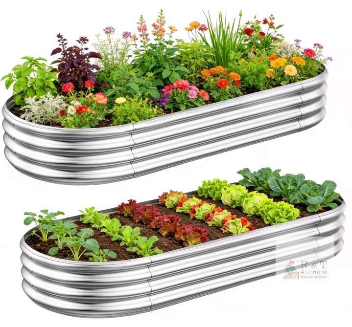 Galvanized Steel Oval Raised Garden Bed Kit, 2-Pack, 4 ft. x 2 ft. x 1 ft. new