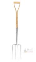 NEW Berry & Bird Stainless Steel Garden Fork, FSC Ash Wood D-Handle, 37.4in x 5.3in, 4-Tine, Handcrafted