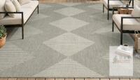 6x9 ft Grey & White Geometric Indoor/Outdoor Area Rug new