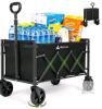 new Hikenture Folding Wagon Cart, Collapsible, 176 lb Capacity, Telescopic Handle, Black, 23.6"x14.2"x11.8"