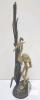 Brass & Cast Iron Heron with Cattails Figurine, 10" Tall, Nature Motif, Mid-Century Design - 2