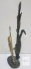 Brass & Cast Iron Heron with Cattails Figurine, 10" Tall, Nature Motif, Mid-Century Design - 3