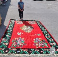 **RARE** Vintage Handmade Wool Bessarabian kilim Rug . Measures 6ft&times;12ft . Great Colors . Would benefit from cleaning before Display.