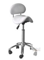 High-Back Saddle Stool/Chair, Adjustable Height, Padded Backrest, White new