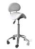 High-Back Saddle Stool/Chair, Adjustable Height, Padded Backrest, White new