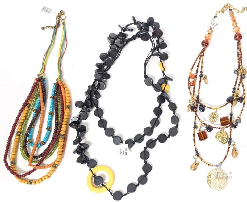 3 New Handmade Beaded Necklaces Made in India, Up to 44" Long, $71 Retail Value!