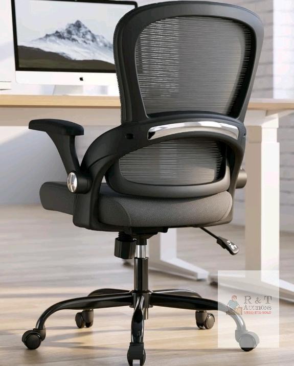 new TRALT YQ005-1 Ergonomic Office Chair, Mesh Back, Adjustable Armrests, Black, 300 lb Capacity