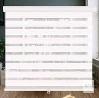 LUCKUP Cordless Zebra Roller Blinds, 72" H, White, Dual-Layer Sheer and Solid Fabric