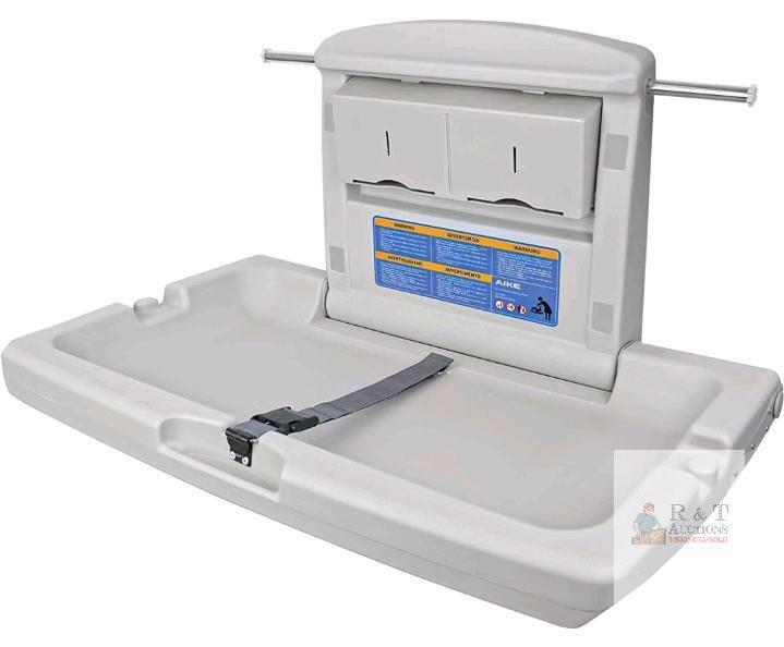 AIKE AK5901 Wall Mounted Baby Changing Station, White/Grey, HDPE, 220 lb Capacity * wall hardware not included