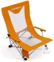 new SUPERRELLA Folding Portable Camping Chair, Orange with White Mesh, 400 lbs Capacity