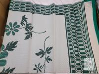 New White / Green w/Flowers Reversible Plastic Outdoor Patio Mat , 9ft&times;12ft .