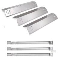 SUS304 Stainless Grill Burner Tubes & Heat Plates Set, Fits 14.6"/14 7/8" Gas Grills, 3-Pack