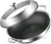 12" Stainless Steel Honeycomb Nonstick Wok Pan with Glass Lid, Induction Compatible new