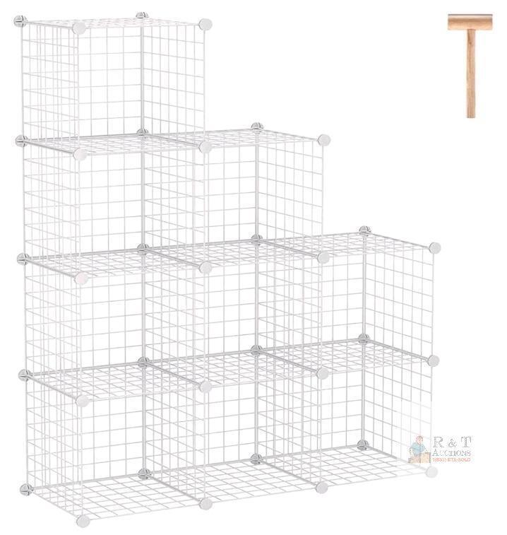 C&AHOME TWJ3009A 9-Cube Wire Storage Organizer, White, 36.6" x 12.4" x 48.4" new