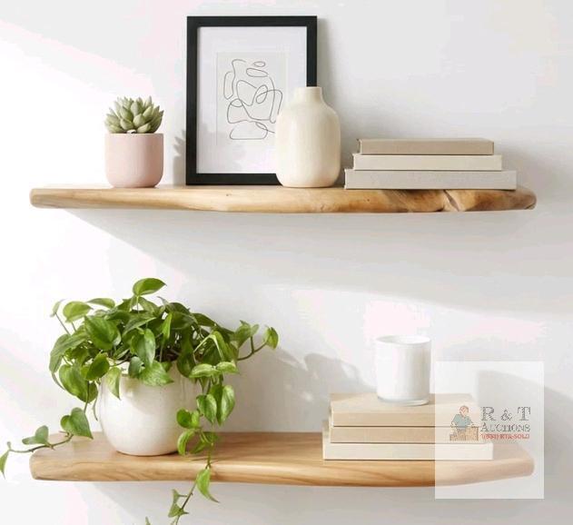 WELLAND 24" Cedar Live Edge Floating Shelves, Set of 2, Natural Finish