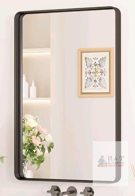 Keonjinn 20" x 30" Matte Black Aluminum Wall Mirror with Shatter-Resistant Glass new