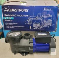 AQUASTRONG Inground /Above Ground Pool Pump , Model PSP200AD . 2.0HP , 115V/60Hz . Tested Has Powers , NOT Tested Beyond Power Up - As Is