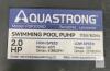 AQUASTRONG Inground /Above Ground Pool Pump , Model PSP200AD . 2.0HP , 115V/60Hz . Tested Has Powers , NOT Tested Beyond Power Up - As Is - 3