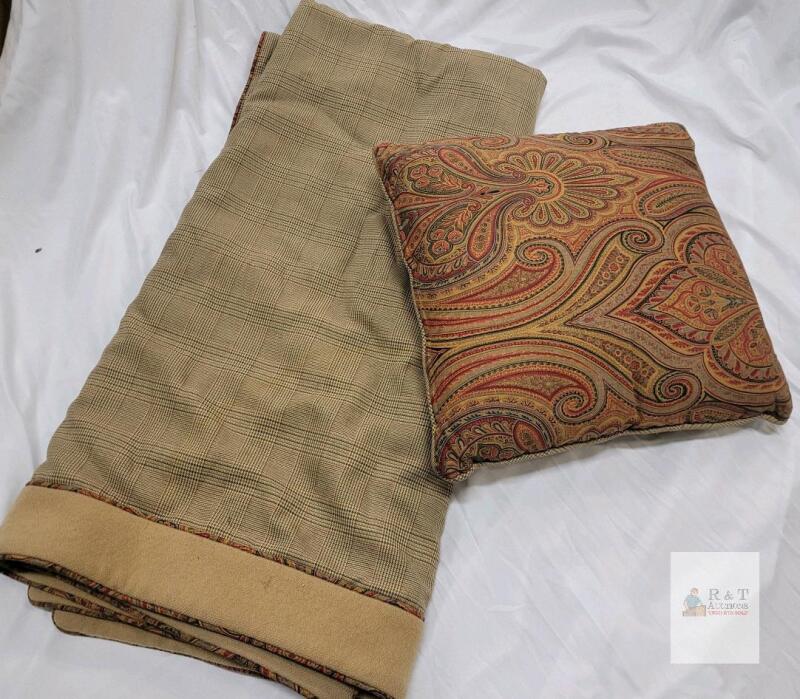 Vintage Couch Throw Blanket & Pillow . Blanket measures 62"&times;48" . Would benefit from cleaning before use