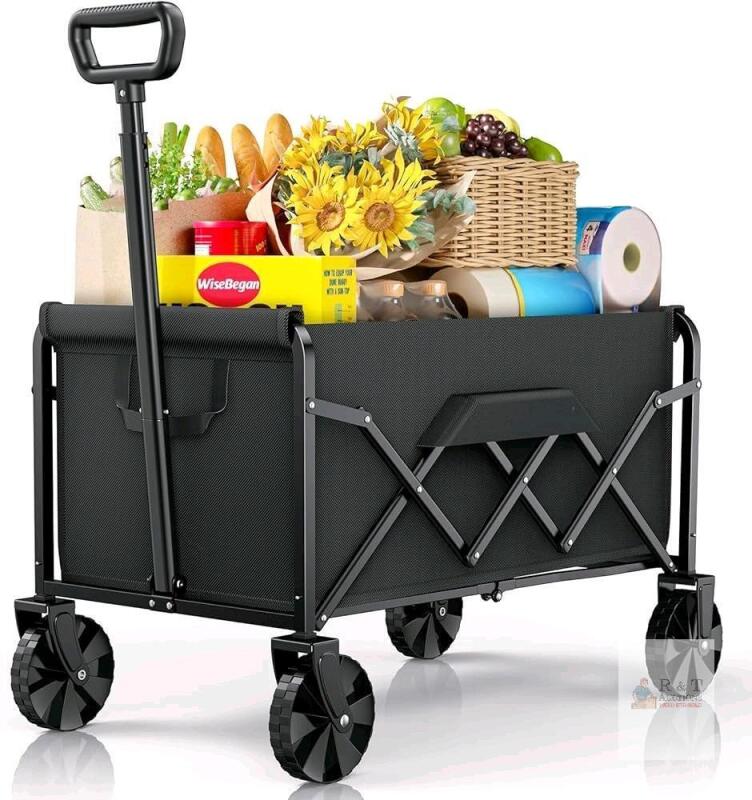 WiseBegaan Folding Utility Wagon, Black, 150 lbs Capacity, Collapsible Design new