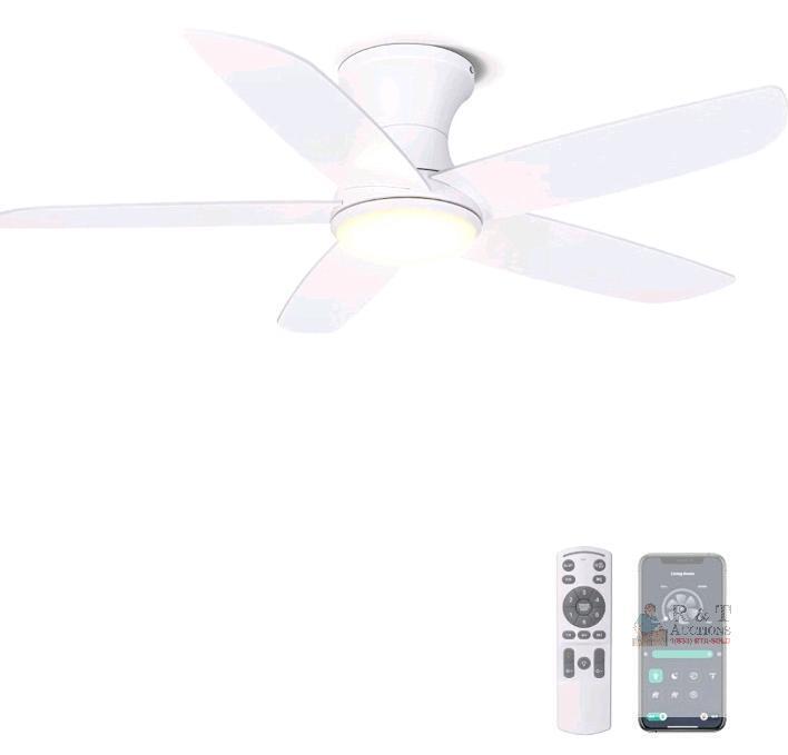 Ohniyou GLX099W 46" Ceiling Fan with Light, Remote & App Control, Reversible DC Motor