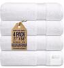 NEW Luxury Kashmir Bath Towels 4 Pack, 27"x54", 700 GSM, 100% Ring Spun Cotton, White, Northern Mills