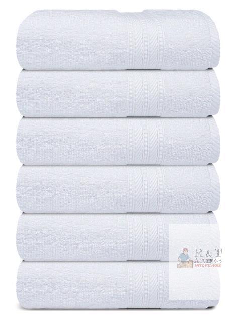 Everest Towels Premium Ring Spun Cotton Set of 6 White Bath Towels by Northern Mills 15x25"