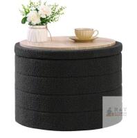 B FSOBEIIALEO 22-Inch Round Foldable Storage Ottoman with Tray Top, Dark Grey