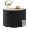 B FSOBEIIALEO 22-Inch Round Foldable Storage Ottoman with Tray Top, Dark Grey