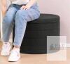 B FSOBEIIALEO 22-Inch Round Foldable Storage Ottoman with Tray Top, Dark Grey - 3