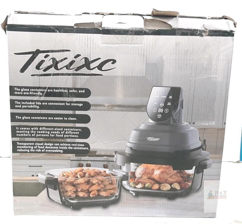 Tixixc AF-40 Air Fryer with 4 Qt & 6 Cup Glass Containers, 1500W, Digital Controls new