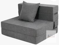Convertible Chair Bed, Dark Grey, 39"x76", Tri-Fold Design, High-Density Foam new
