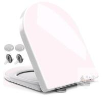 XUXRUS GD-D015 Elongated D-Shaped Toilet Seat, White, Slow-Close, Quick-Release, Adjustable Hinge new