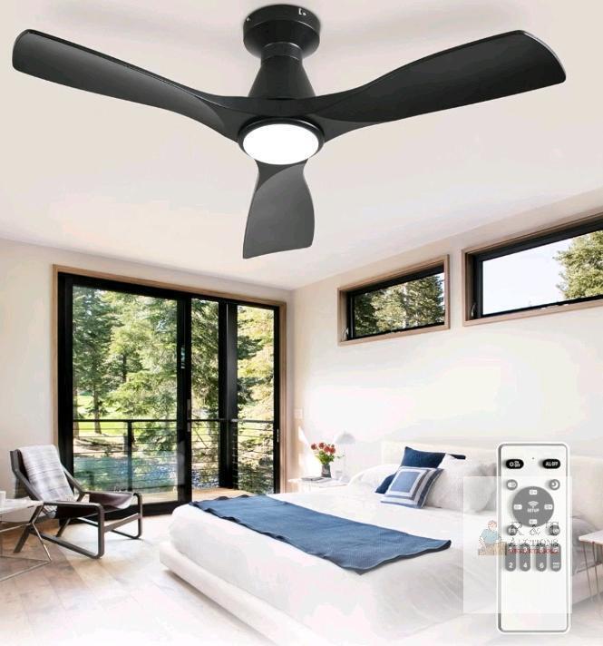 Depuley WS-FPZ186-18B-BK 42-Inch Ceiling Fan with Dimmable LED Light and Remote Control new